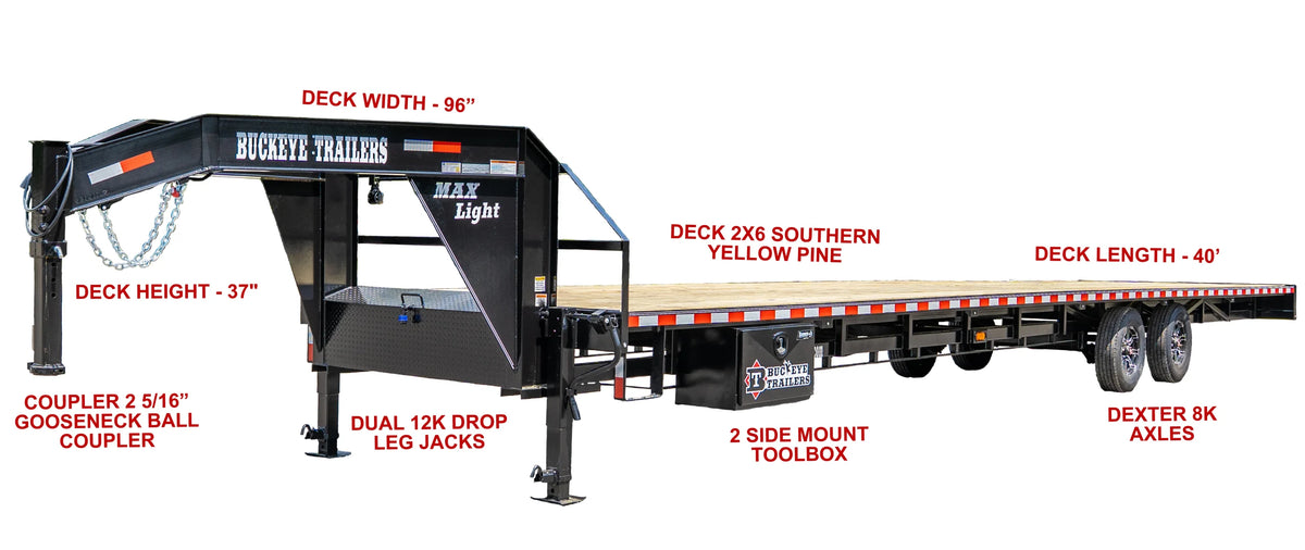 Buckeye Max Light 40' Gooseneck Flatbed Hotshot Trailer (Non-CDL)