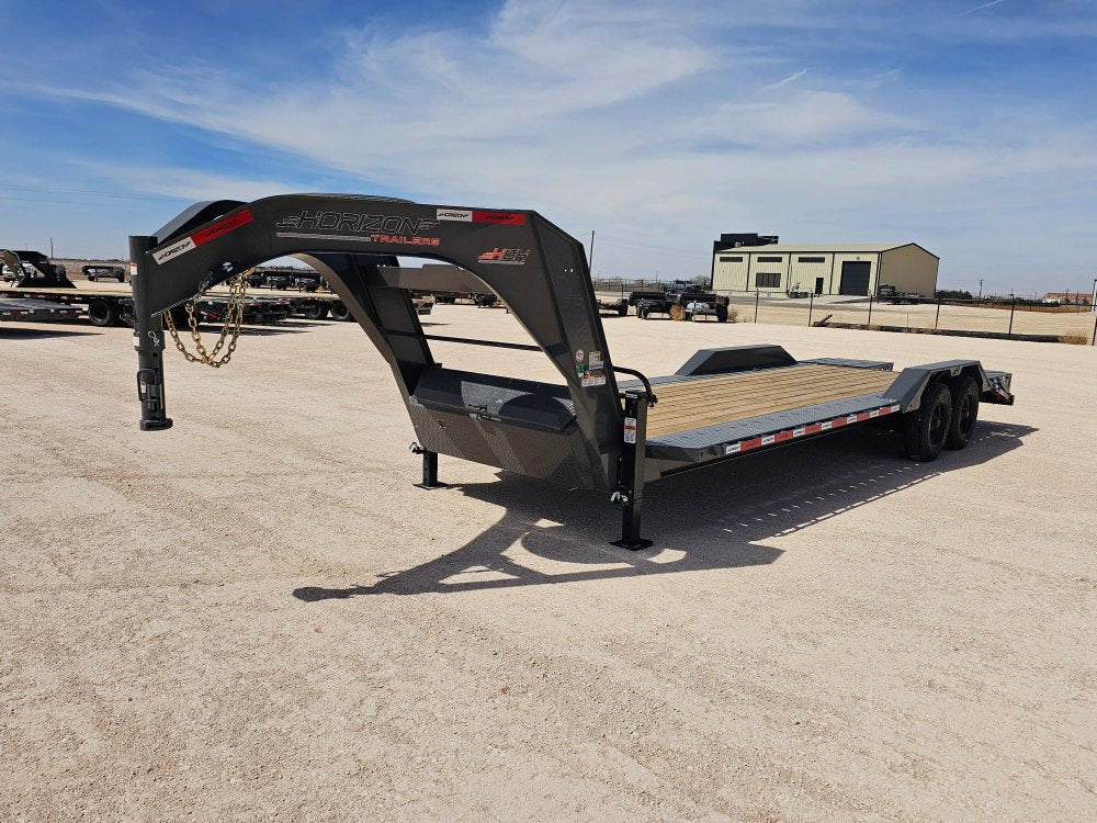 24' HEH Gooseneck Equipment Trailer Drive Over Fenders Mega Ramps - (2) 10K Axles 14756
