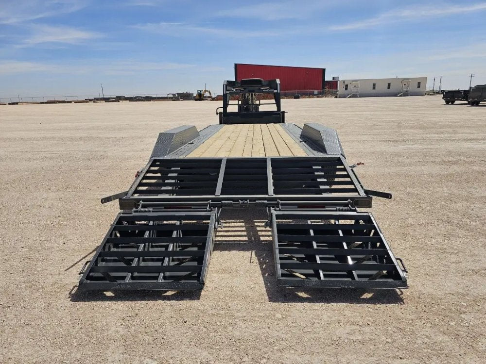 24' HEH Gooseneck Equipment Trailer Drive Over Fenders Mega Ramps - (2) 10K Axles 14756