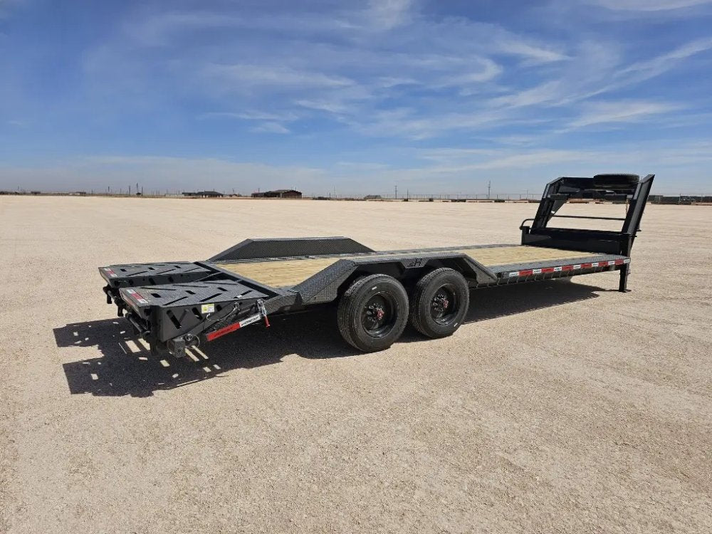 24' HEH Gooseneck Equipment Trailer Drive Over Fenders Mega Ramps - (2) 10K Axles 14756