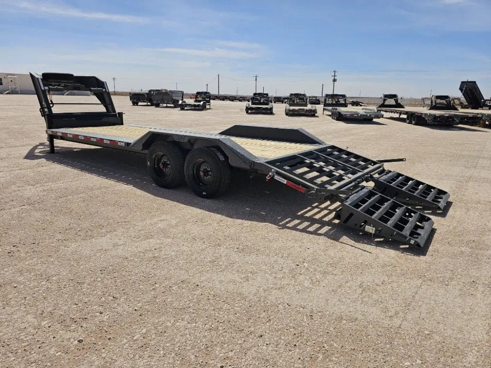 24' HEH Gooseneck Equipment Trailer Drive Over Fenders Mega Ramps - (2) 10K Axles 14756