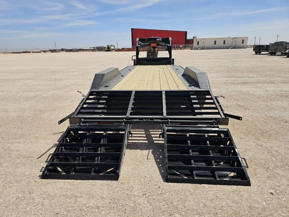 24' HEH Gooseneck Equipment Trailer Drive Over Fenders Mega Ramps - (2) 10K Axles 16116