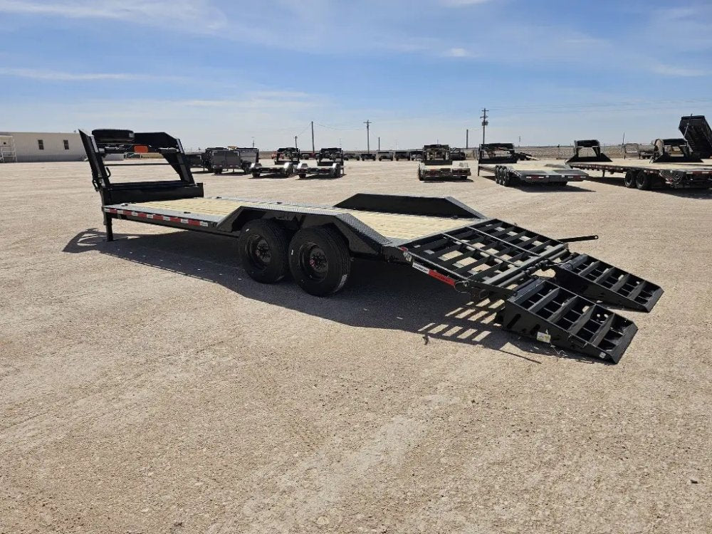 24' HEH Gooseneck Equipment Trailer Drive Over Fenders Mega Ramps - (2) 10K Axles 16116