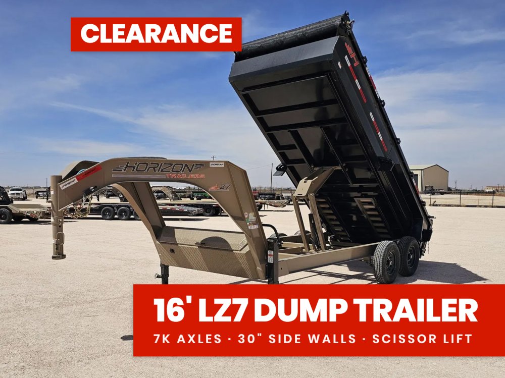 16' Horizon LZ7 Gooseneck Dump Trailer 30" Side Walls - (2) 7K Axles 16651