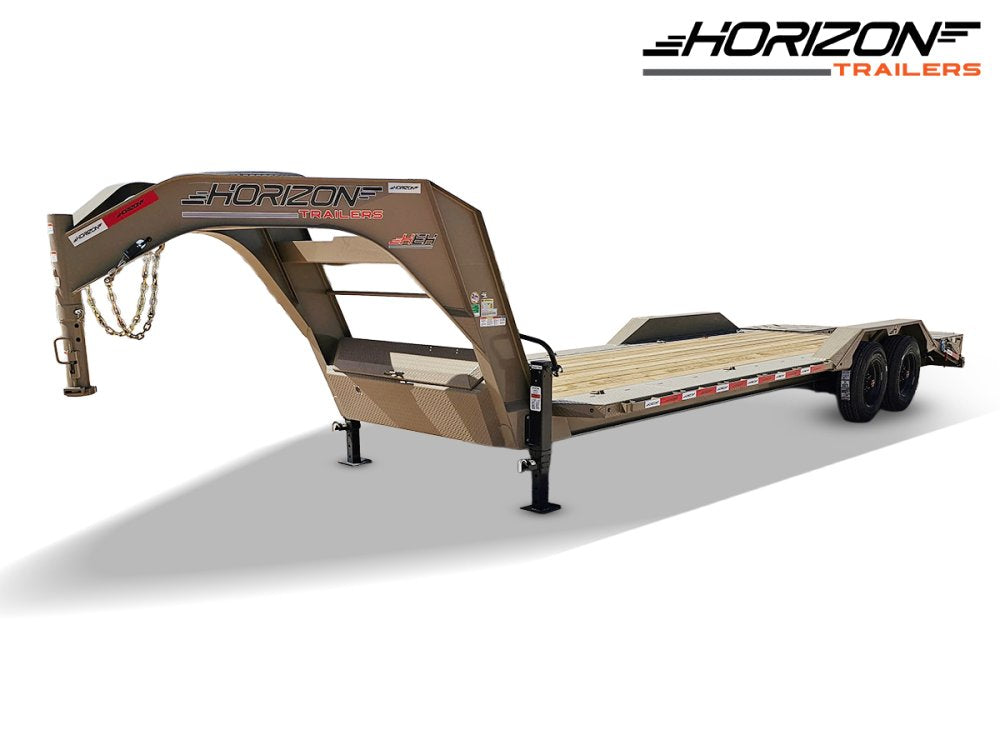 24' HEH Gooseneck Equipment Trailer Drive Over Fenders Mega Ramps - (2) 10K Axles 16114