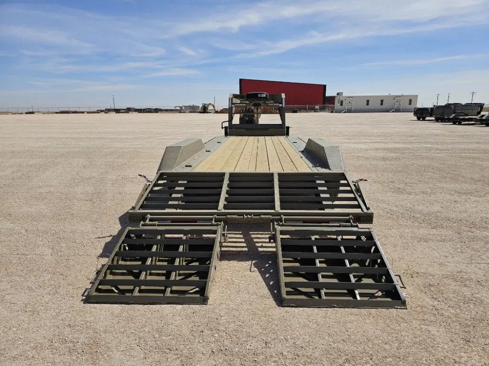 24' HEH Gooseneck Equipment Trailer Drive Over Fenders Mega Ramps - (2) 10K Axles 16114