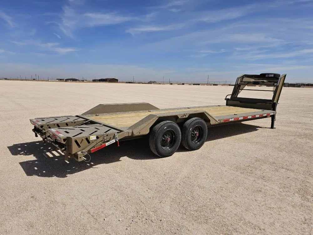 24' HEH Gooseneck Equipment Trailer Drive Over Fenders Mega Ramps - (2) 10K Axles 16114