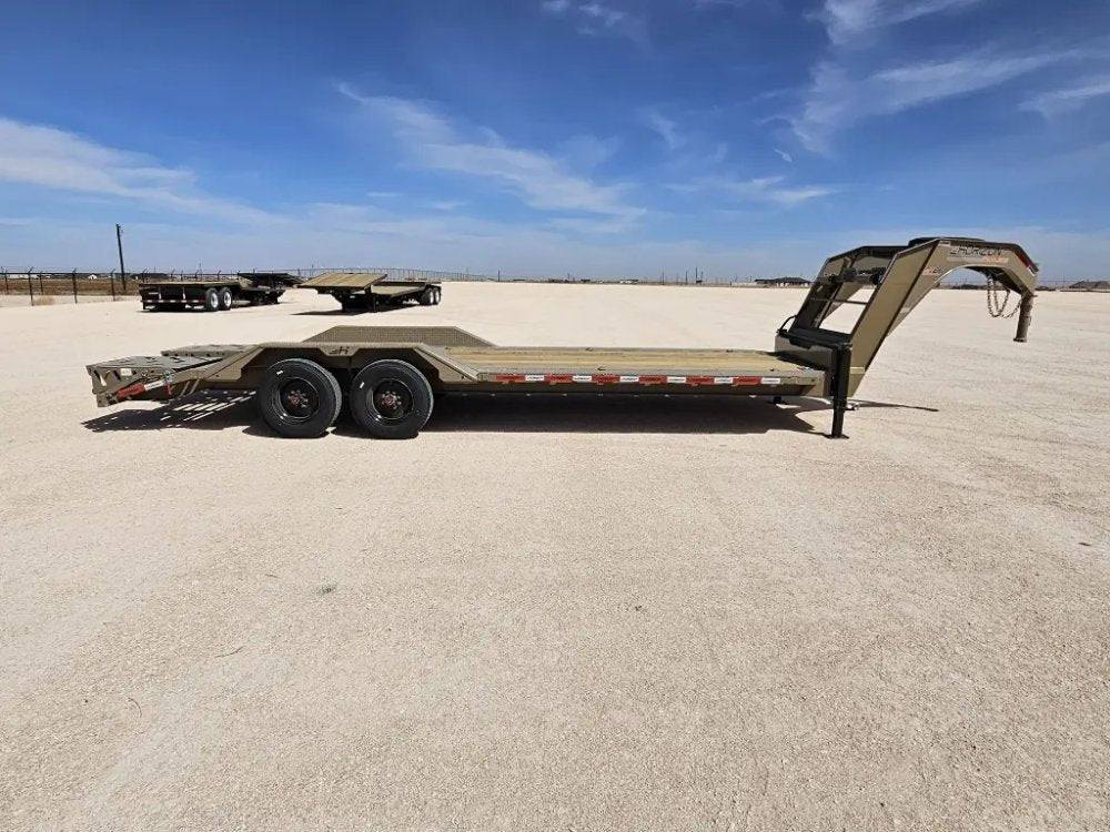 24' HEH Gooseneck Equipment Trailer Drive Over Fenders Mega Ramps - (2) 10K Axles 16114
