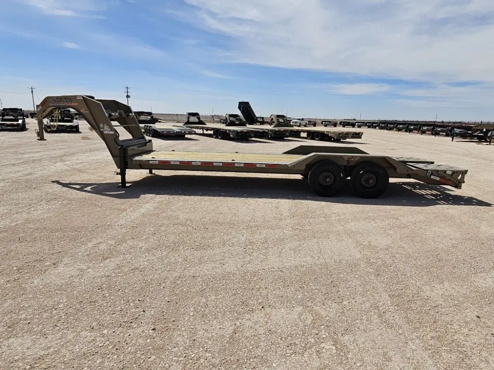24' HEH Gooseneck Equipment Trailer Drive Over Fenders Mega Ramps - (2) 10K Axles 16114