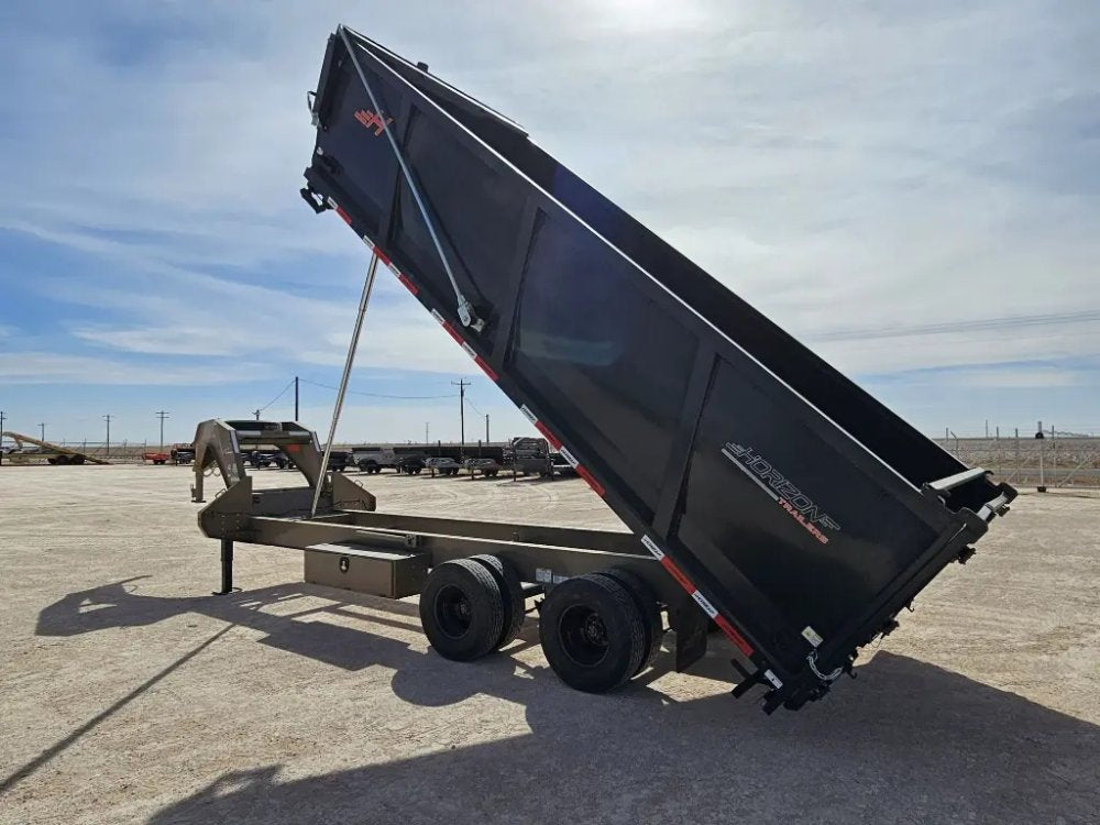20 Horizon HZH Gooseneck Dump Trailer 48" Side Walls Hydraulic Jacks Telescopic - (2) 10K Axles 16021