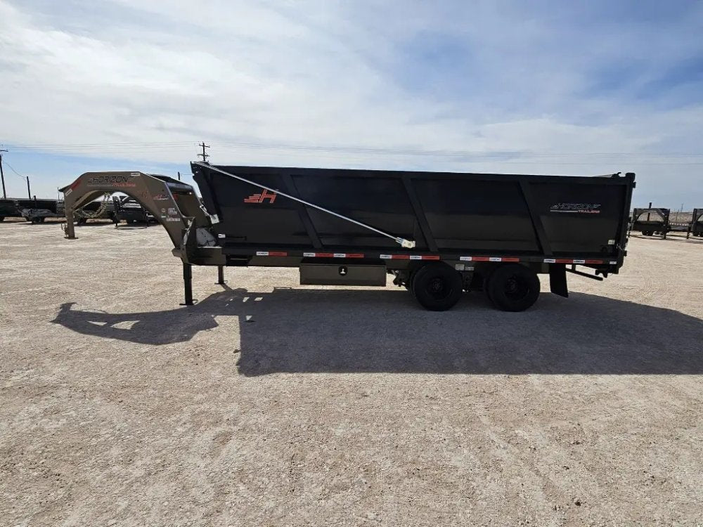 20 Horizon HZH Gooseneck Dump Trailer 48" Side Walls Hydraulic Jacks Telescopic - (2) 10K Axles 16021