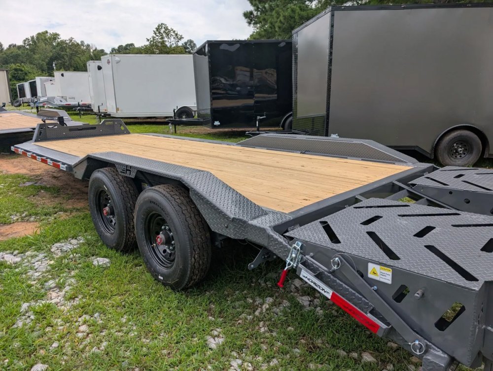 22' Horizon EHZ Bumper Pull Equipment Trailer Drive Over Fenders Mega Ramps - (2) 8K Axles 11432
