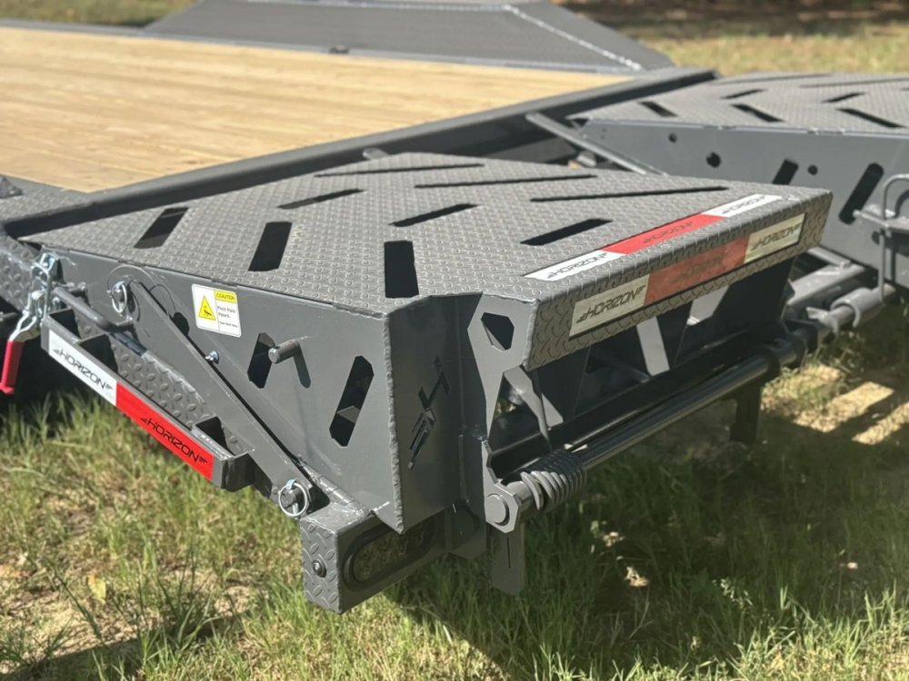 22' Horizon EHZ Bumper Pull Equipment Trailer Drive Over Fenders Mega Ramps - (2) 8K Axles 11432