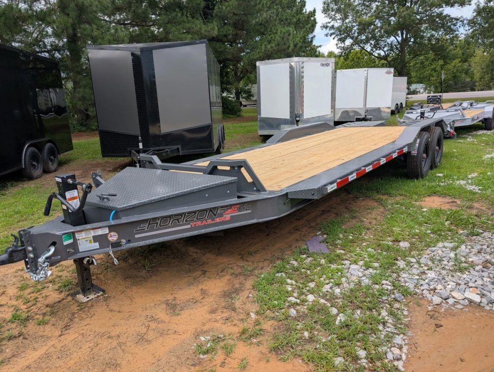 22' Horizon EHZ Bumper Pull Equipment Trailer Drive Over Fenders Mega Ramps - (2) 8K Axles 11432