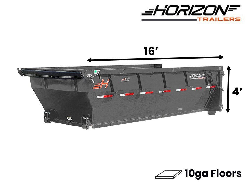 16' Horizon HDZ Roll Off Bin 4' Wall + Tarp 10190