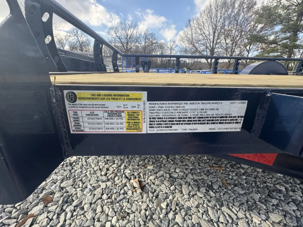14' Horizon UTZ Bumper Pull Utility Trailer - (1) 3.5K Axles 14907