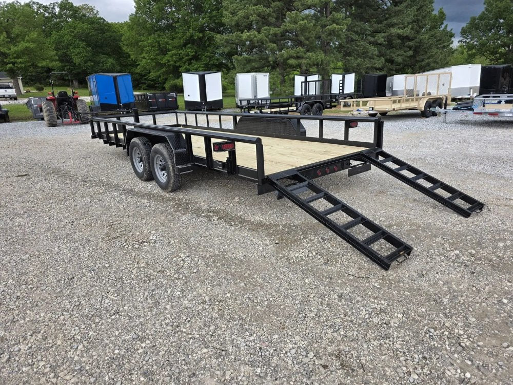 7 x 20 Equipment Trailer Pipe Top Rail Texas Bragg 9900 GVWR 252621