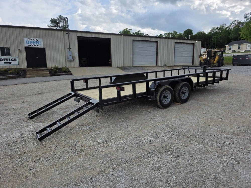 7 x 20 Equipment Trailer Pipe Top Rail Texas Bragg 9900 GVWR 252621