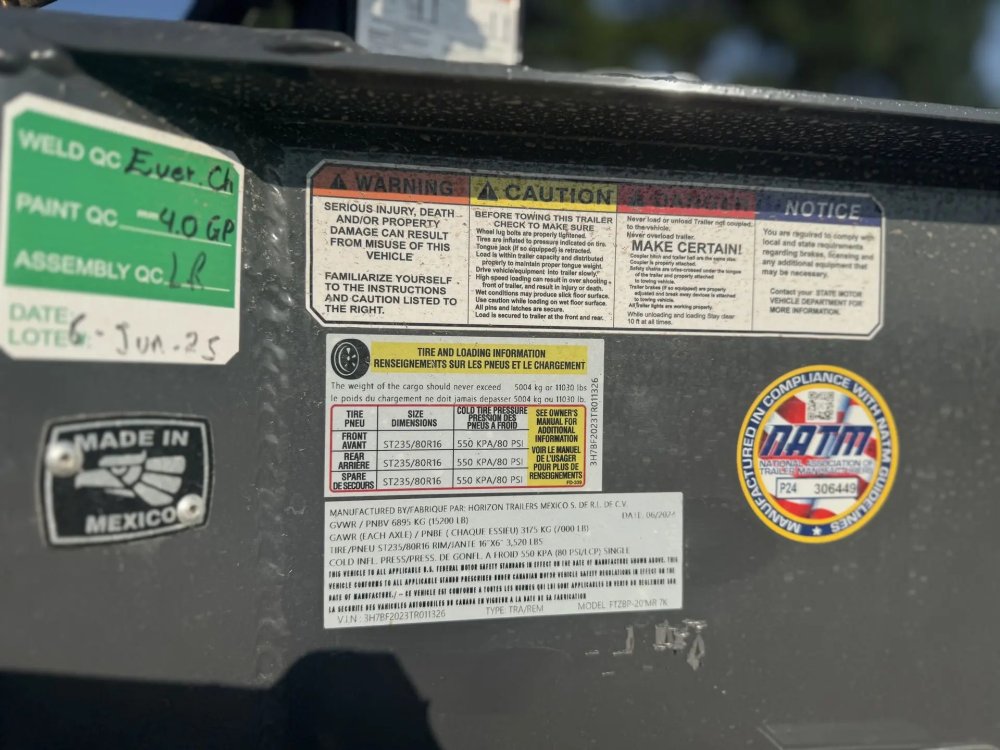 Horizon FTZ 20' Deck Over Equipment Trailer 7K (15'+5') 11326