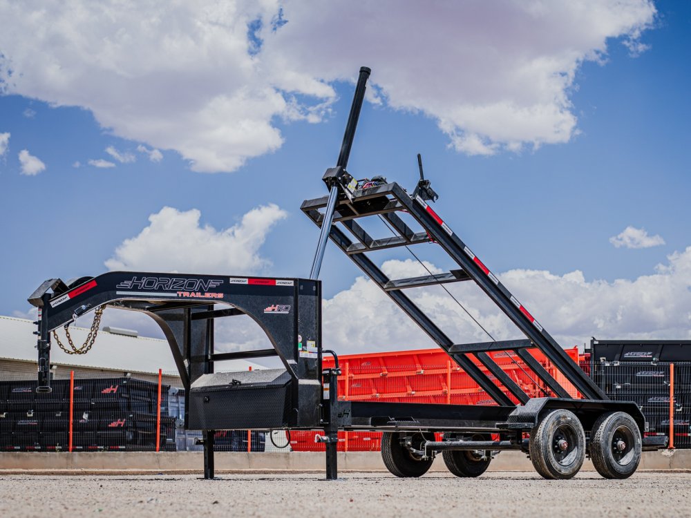 16' Horizon HRD Gooseneck Roll Off Base Trailer Telescopic 12K Lift - (2) 10K Axles 018057