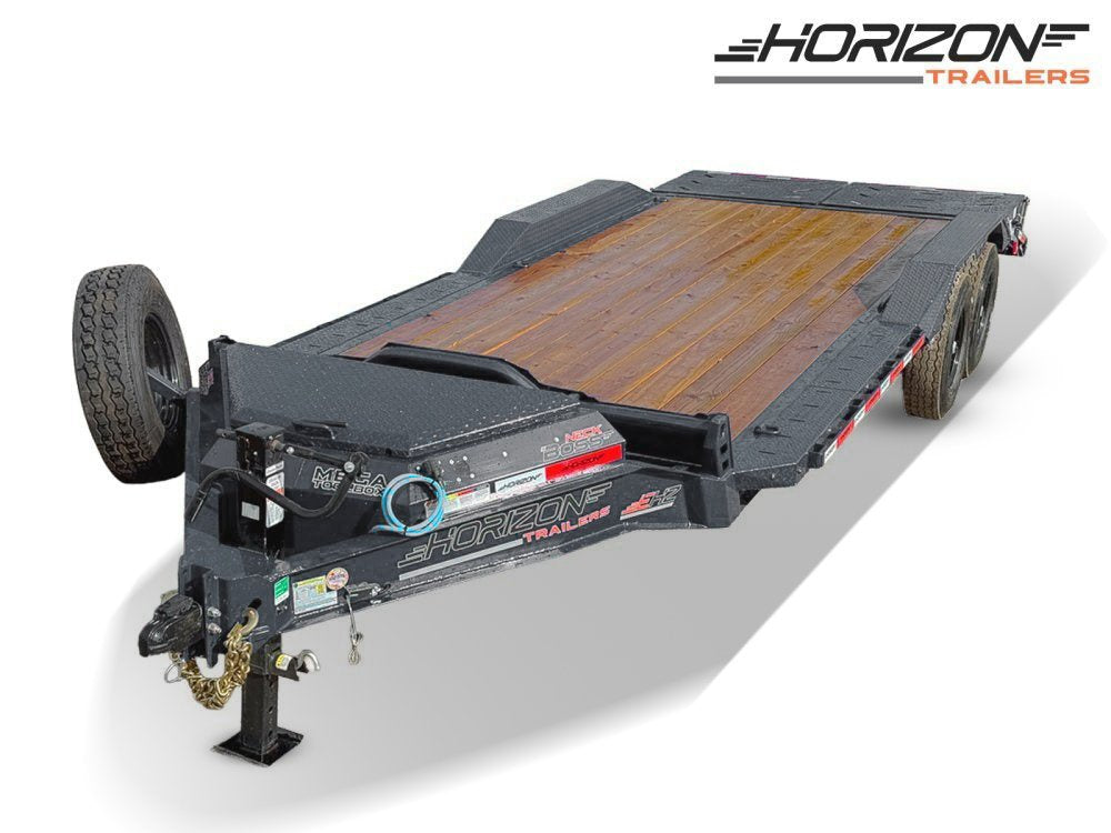 22' Horizon EHZ Bumper Pull Equipment Trailer Drive Over Fenders Mega Ramps - (2) 8K Axles 92-479