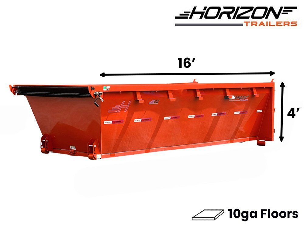 16' Horizon EDZ Roll Off Bin 4' Wall + Tarp 8195