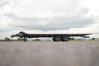 RawMaxx DTX Bumper Pull Deckover Tilt Trailer, tilted