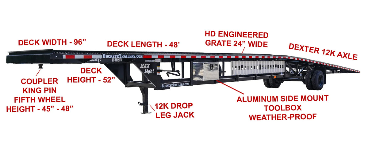 Buckeye Max Light 48' Low Profile 12K Single Axle 3-Car Hauler
